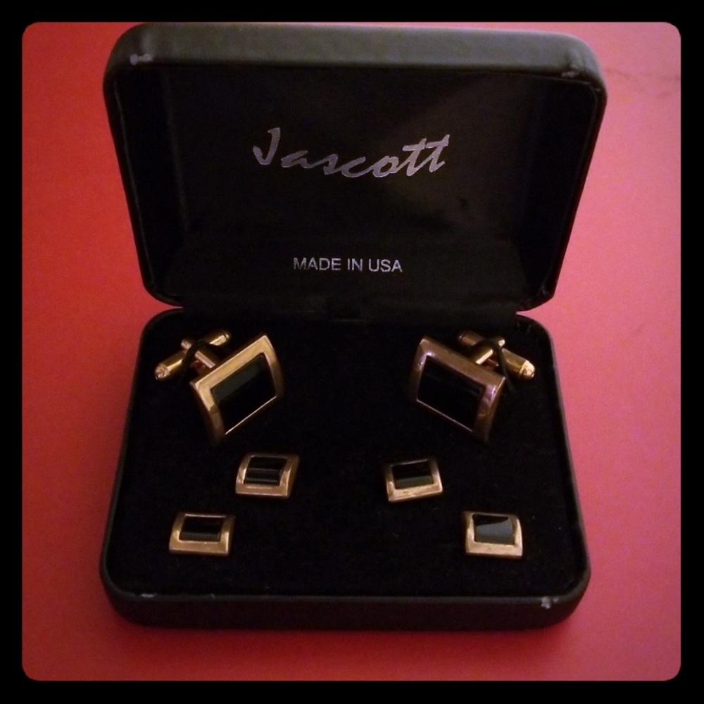Brass/Black Rectangle Cufflink set